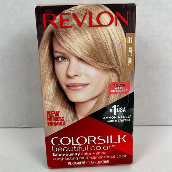 Revlon Colorsilk Hair Color Permanent 81 Light Blonde Ammonia Free Keratin - Picture 2 of 7
